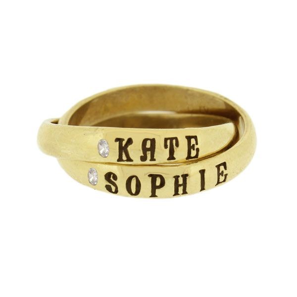 Stylish Triple Name Ring